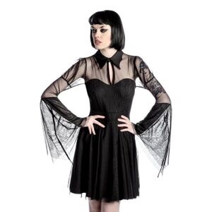 KILLSTAR Bound‎ By Blood Chiffon Dress Gothic Occult Couture Wednesday Adams M